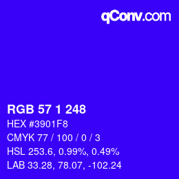 Color code: RGB 57 1 248 | qconv.com