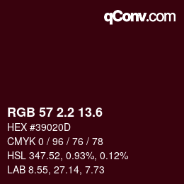 カラーコード: RGB 57 2.2 13.6 | qconv.com
