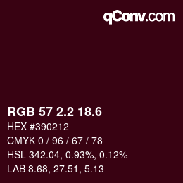カラーコード: RGB 57 2.2 18.6 | qconv.com