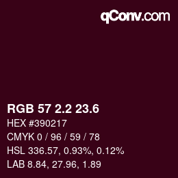 カラーコード: RGB 57 2.2 23.6 | qconv.com