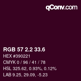 カラーコード: RGB 57 2.2 33.6 | qconv.com