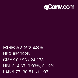 カラーコード: RGB 57 2.2 43.6 | qconv.com