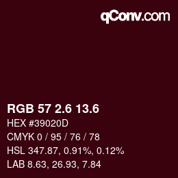 カラーコード: RGB 57 2.6 13.6 | qconv.com