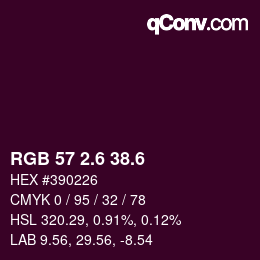 カラーコード: RGB 57 2.6 38.6 | qconv.com