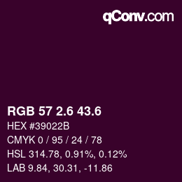 カラーコード: RGB 57 2.6 43.6 | qconv.com