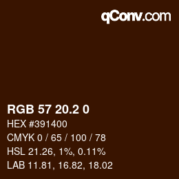 カラーコード: RGB 57 20.2 0 | qconv.com
