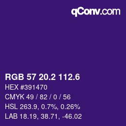 カラーコード: RGB 57 20.2 112.6 | qconv.com