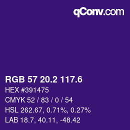 カラーコード: RGB 57 20.2 117.6 | qconv.com