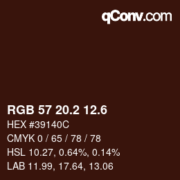 カラーコード: RGB 57 20.2 12.6 | qconv.com