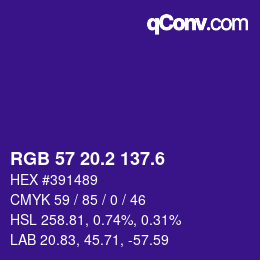 カラーコード: RGB 57 20.2 137.6 | qconv.com