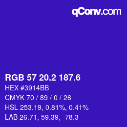カラーコード: RGB 57 20.2 187.6 | qconv.com