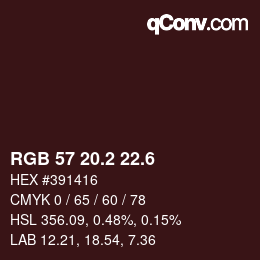 カラーコード: RGB 57 20.2 22.6 | qconv.com