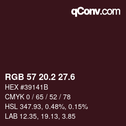 カラーコード: RGB 57 20.2 27.6 | qconv.com