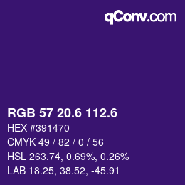 カラーコード: RGB 57 20.6 112.6 | qconv.com