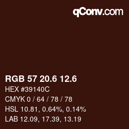 カラーコード: RGB 57 20.6 12.6 | qconv.com