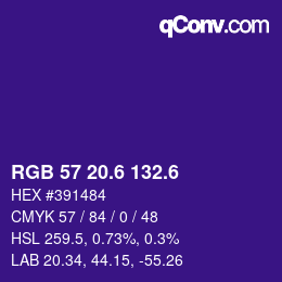 カラーコード: RGB 57 20.6 132.6 | qconv.com