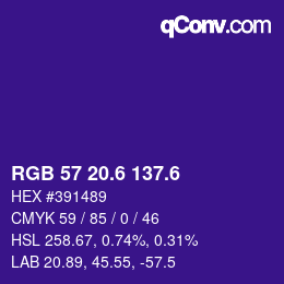 カラーコード: RGB 57 20.6 137.6 | qconv.com