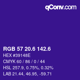 カラーコード: RGB 57 20.6 142.6 | qconv.com