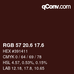 カラーコード: RGB 57 20.6 17.6 | qconv.com