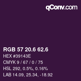 カラーコード: RGB 57 20.6 62.6 | qconv.com