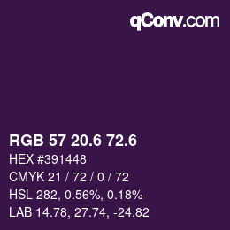 カラーコード: RGB 57 20.6 72.6 | qconv.com