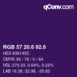 カラーコード: RGB 57 20.6 92.6 | qconv.com