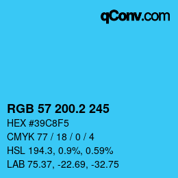 カラーコード: RGB 57 200.2 245 | qconv.com