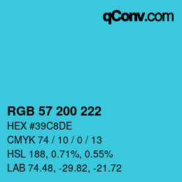 カラーコード: RGB 57 200 222 | qconv.com
