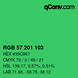 Color code: RGB 57 201 103 | qconv.com