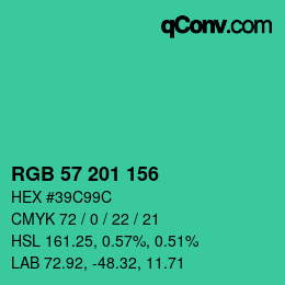Color code: RGB 57 201 156 | qconv.com