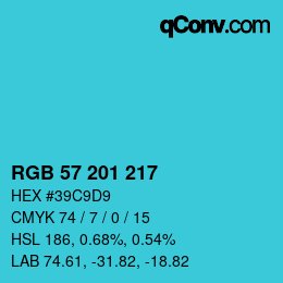 Color code: RGB 57 201 217 | qconv.com