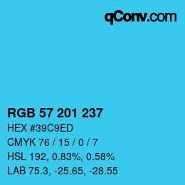 Color code: RGB 57 201 237 | qconv.com