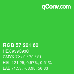 Color code: RGB 57 201 60 | qconv.com