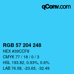 Color code: RGB 57 204 248 | qconv.com