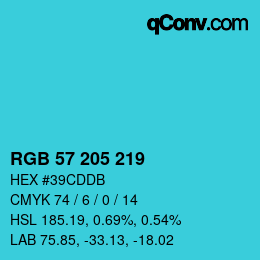 Color code: RGB 57 205 219 | qconv.com