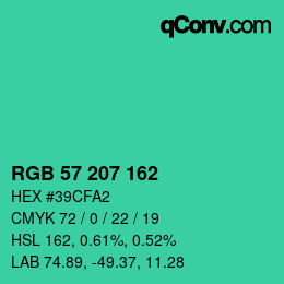 Color code: RGB 57 207 162 | qconv.com