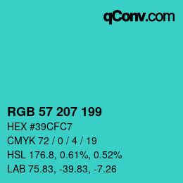 Color code: RGB 57 207 199 | qconv.com