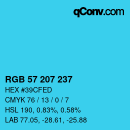 カラーコード: RGB 57 207 237 | qconv.com