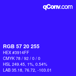 Color code: RGB 57 20 255 | qconv.com
