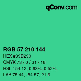 カラーコード: RGB 57 210 144 | qconv.com