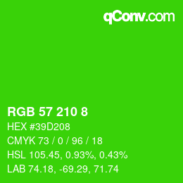 カラーコード: RGB 57 210 8 | qconv.com