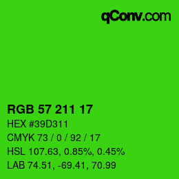 Color code: RGB 57 211 17 | qconv.com