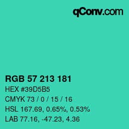 Color code: RGB 57 213 181 | qconv.com