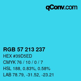 カラーコード: RGB 57 213 237 | qconv.com