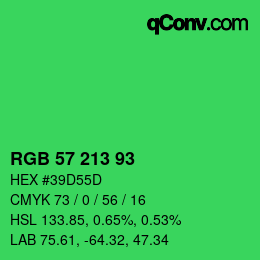 カラーコード: RGB 57 213 93 | qconv.com