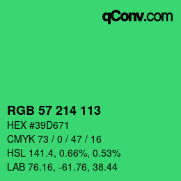 Color code: RGB 57 214 113 | qconv.com