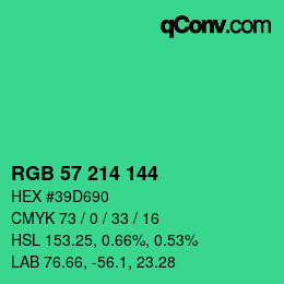 Color code: RGB 57 214 144 | qconv.com