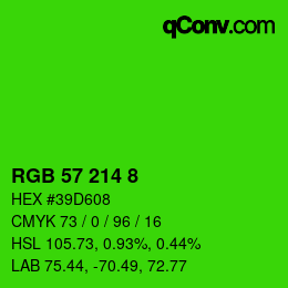 カラーコード: RGB 57 214 8 | qconv.com