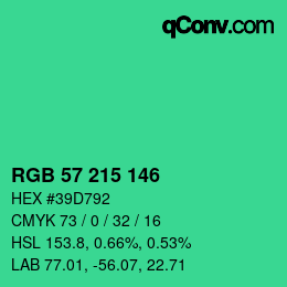 Color code: RGB 57 215 146 | qconv.com