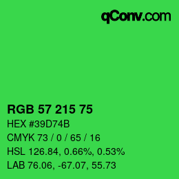 カラーコード: RGB 57 215 75 | qconv.com